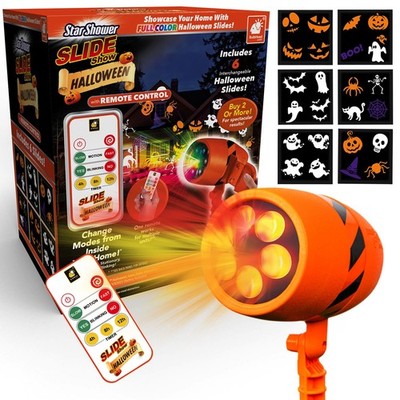 Star Shower Slide Show Halloween w Remote, Projector, Includes 6 Spooky Slides