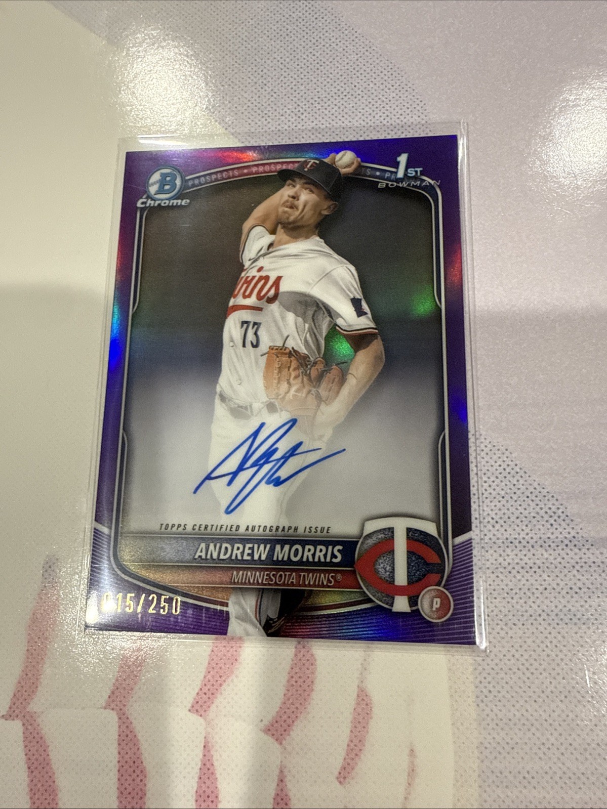 2025 Bowman Chrome Prospect Auto Andrew Morris #CPA-AMO Purple Refractor /250