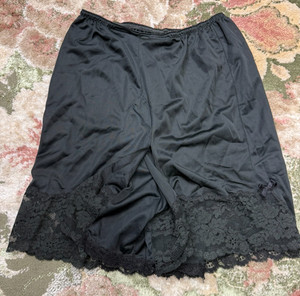 Vtg 60s Olga Panti-Slip Black Semi Sheer Nylon Pillow Tab Briefs Slip S