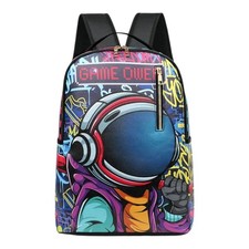 Astronaut Graphic Print Kids Backpack with Adjustable Strap, Multicolor