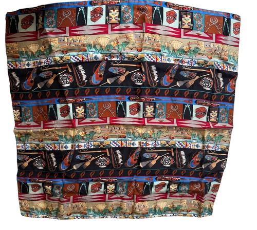 Vintage Bandana Scarf Square Native American Orange Indian Aztec Southwestern - Picture 4 of 4