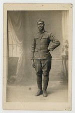 African American Soldier 1918 WWI France Harlem Hellfighters Black RPPC J15202