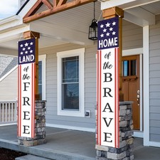 4th of July Decorations Outdoor Banners Home of the Brave Front Door Porch Ya...
