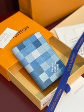 Louis Damier Pixel Blue Bifold Wallet Canvas Card Holder Men Unisex New