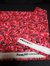 Keepsake Calico Quilting cotton fabric Red Rose Bed Of Roses 33 Inch Cut