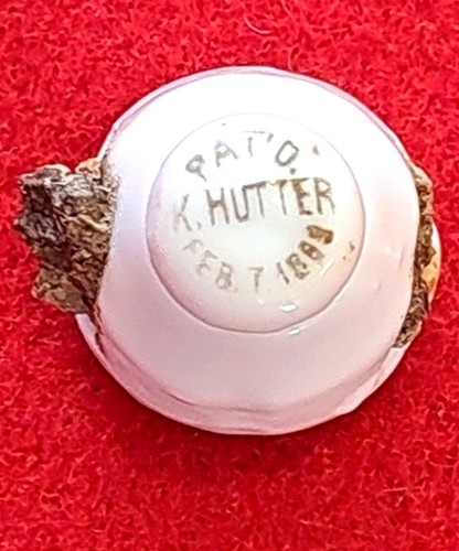 Tiny Porcelain Bottle Stopper K Hutter 1889 VINTAGE Antique