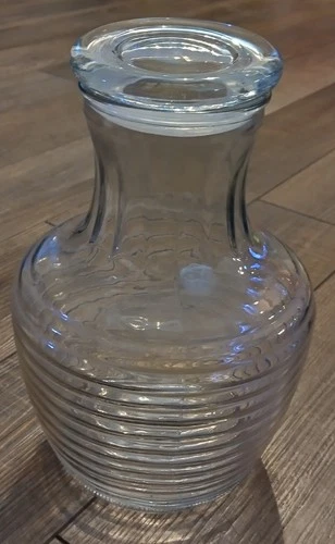 Vintage Anchor Hocking Beehive Horizontal Ribbed Water Pitcher Carafe With Lid