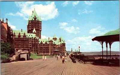 Quebec City Chateau Frontenac Dufferin Terrace Canada Vintage Postcard