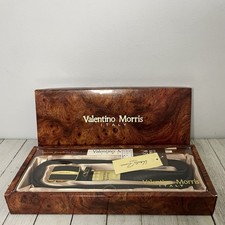 Valentino Morris Italy Men’s Vintage Black & Gold Leather Belt Gift Box