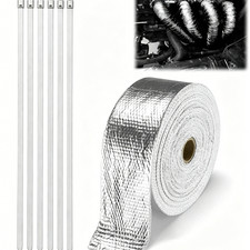 High Temp Header Heat Wrap Exhaust Wrap Tape Silver Thermal Wrap Muffler Tape High Temp Header Heat Wrap Exhaust Wrap Tape Silver Thermal Wrap Muffler Tape