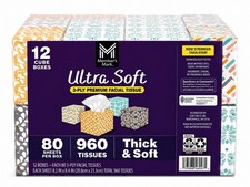 Member s Mark Ultra Soft 3-Ply Facial Tissue 12 Cube Boxes 960 Total Tissues