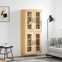 Schmales Highboard Sonoma-Eiche 69,5X34X180 Cm Holzwerkstoff Wohnzimmer