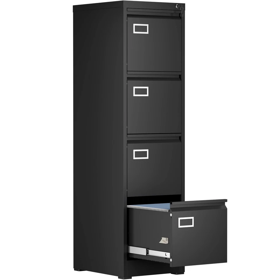 Archivador metálico de 4 cajones con cerradura, archivadores verticales para oficina en casa Foto 2 de 4