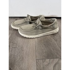 Hey Dude Wendy Grey Canvas Slip On Loafers Speckled Sole Womens Size 8