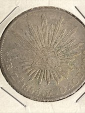 Mexico Silver 8 Reales 1858 Zs MO  Zacatecas Mint  90.3% Pure Silver