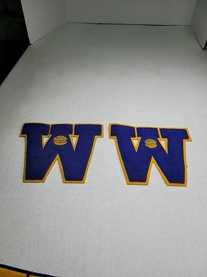 2 Blue/Gold 6'' Chenille Varsity Letter Patches W  Lowe & Campbell Basketball 