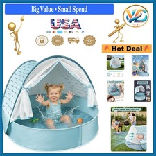 Baby Beach Tent with Pool 3-in-1 UPF 50 Sun Shelter Mosquito Net Blue