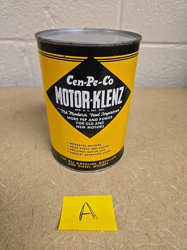 VINTAGE ADVERTISING CEN-PE-CO MOTOR KLENZ OIL ONE 1 QUART TIN CAN , EMPTY