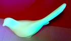 Satin Art Custard Glass Bird Of Happiness Pale Green Glows Vintage Fenton