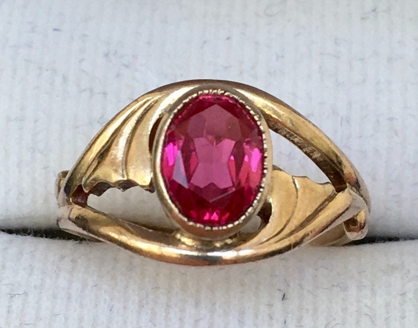 Ring №73 Vintage Soviet Red Ruby Ring Silver Ring… - image 1