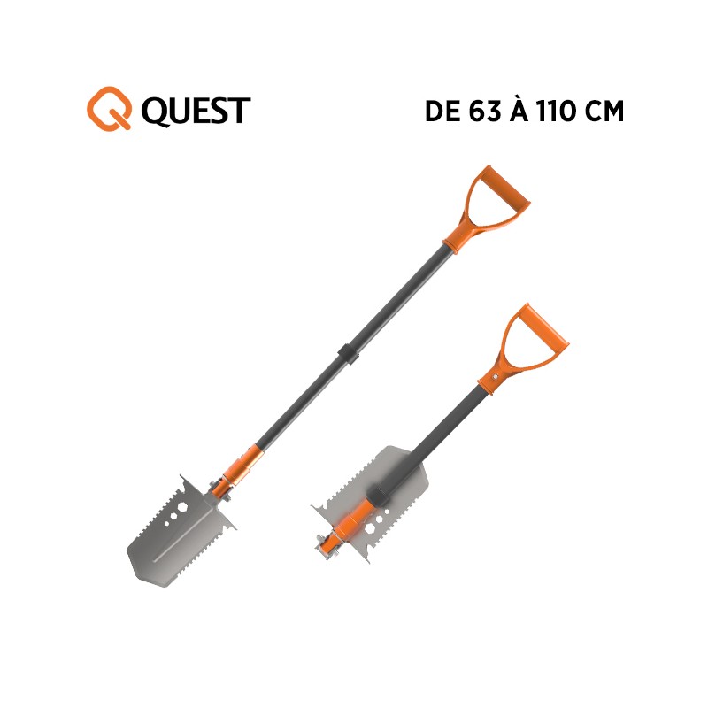 Pelle télescopique QUEST Spade outil de jardinage réglable pour terre et neige