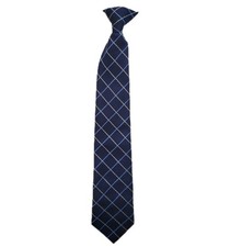 Vtg Boys 15 Clip-On Tie Blue Plaid DuPont Teflon Fabric Protector 90s Y2K