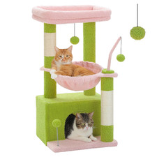 4-In-1 Cactus Cat Tree for Indoor Cat, Small Cat Tower with Large Condo, Scratch