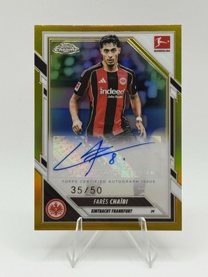 Fares Chaibi 2025-26 Topps Chrome Bundesliga /50 True Gold Autograph Frankfurt