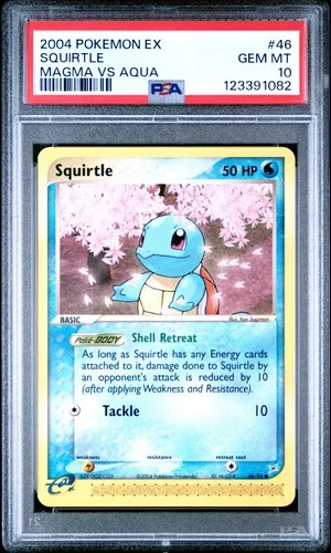 2004 POKEMON EX TEAM MAGMA VS TEAM AQUA #46 SQUIRTLE PSA 10