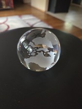 OAG Etched Frosted Clear Globe Paperweight World Earth Orb Planet Heavy
