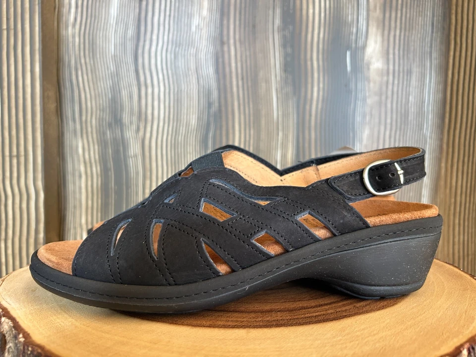 Spring Step Kaylana Suede Leather Slingback Sandals Black Comfort Size 7.5-8 NWT - Image 3 of 4