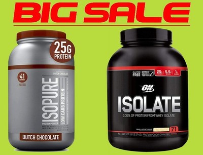 Isopure Dutch Chocolate Low Carb Protein 3 lb,Now S.Isolate, G6 Prolific & More