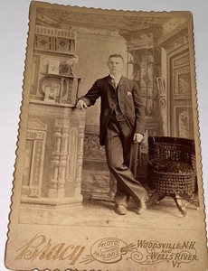 Rare Antique ID'd Railroad Express Clerk Taxidermy Bird PIP Dog Cabinet Photo VT