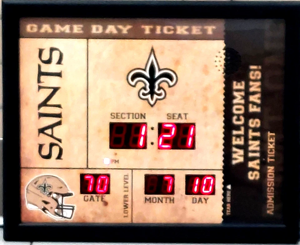 New Orleans Saints Team Scoreboard Clock With Bluetooth Wireless Technology - Image 3 of 3