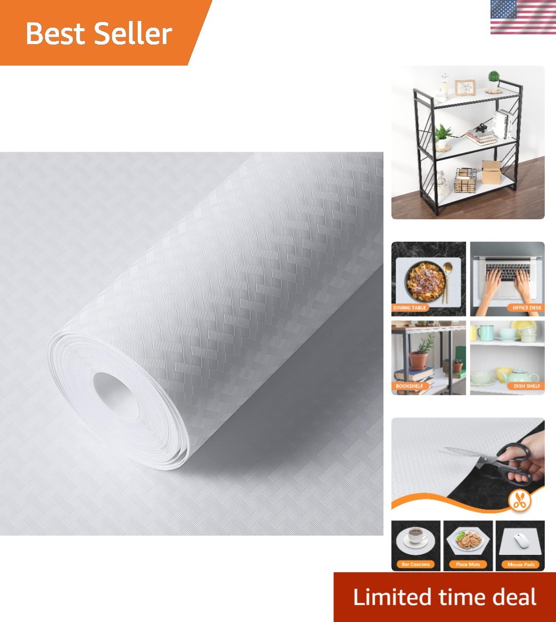 Elegant Waterproof & Oil-Proof Shelf Liner - Non-Slip Kitchen Mat 11.8' x 236.2'