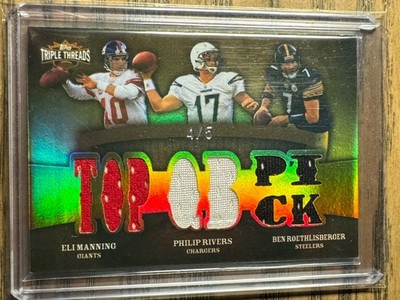 ELI MANNING BEN ROETHLISBERGER P. RIVERS Triple Threads Game Used Jersey Gold /5