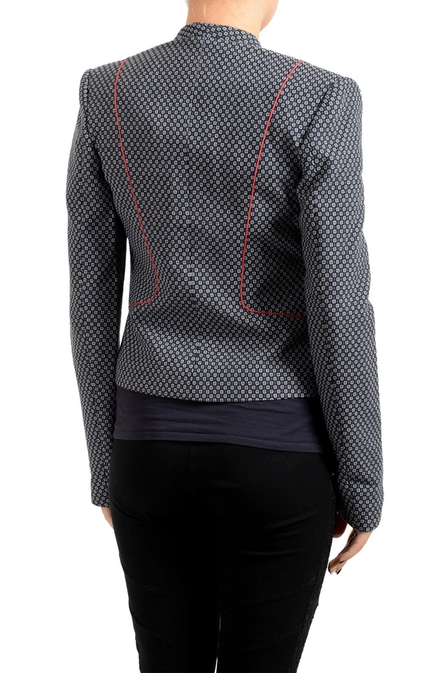 Blazer Just Cavalli Para Mujer Lana Gris Estampado Floral Un Botón US S IT 40 Foto 2 de 4