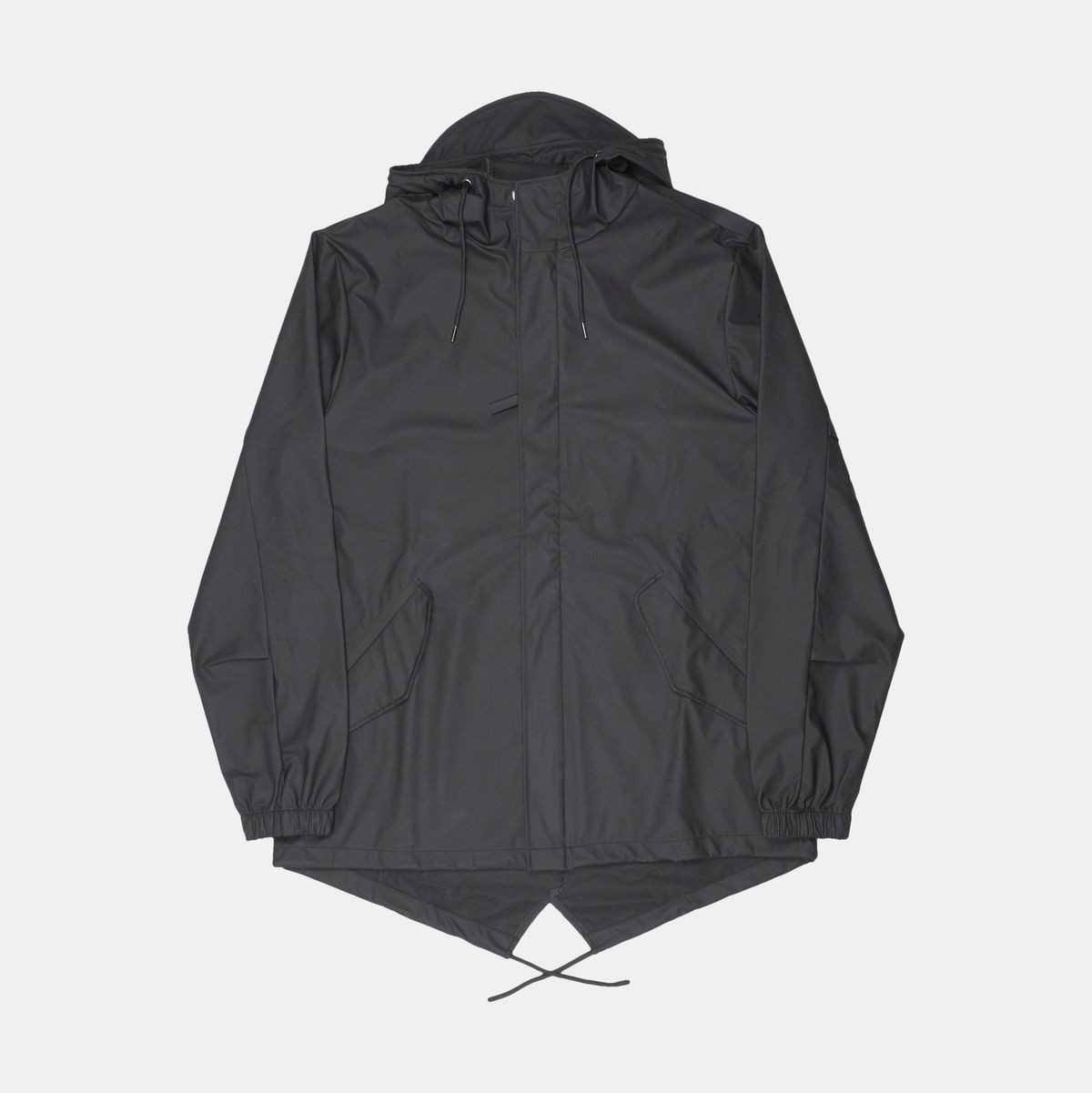 Rains Fishtail Parka for Men in Black Mid-Length Size M Waterproof Polyurethane