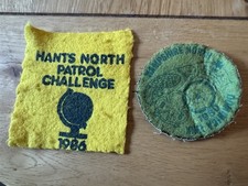 Vintage Girl guide 1980s North Hampshire cloth blanket badges / Patches X 2