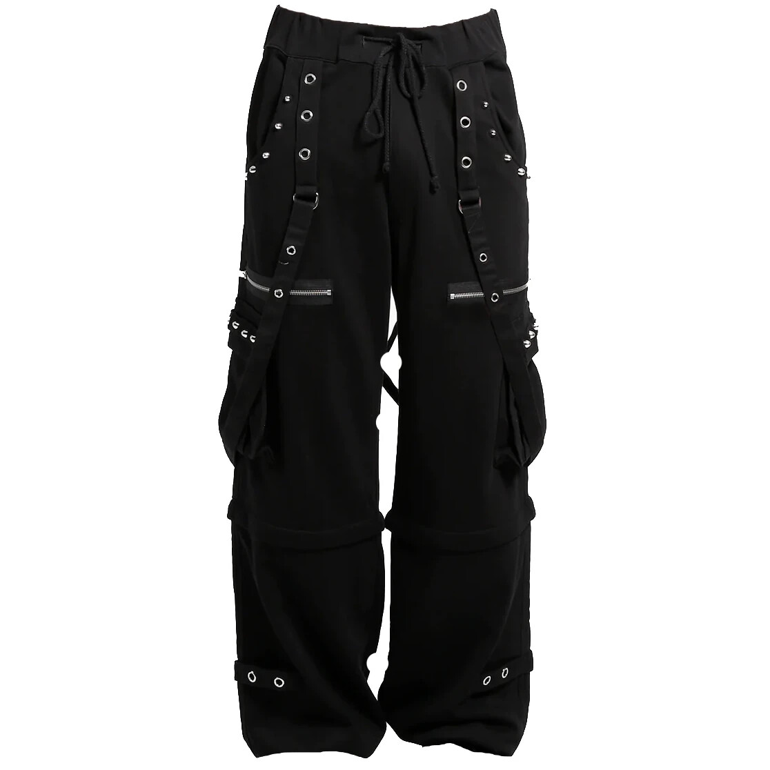 Mens Black Gothic Punk Pants W Straps Fleece Trip Pants Alternative Wears