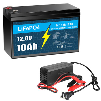 #ad #ad 12V 10Ah LiFePO4 Lithium Battery Only Charger Only Combo for Fish Finder Lot $18.99