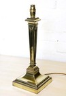 Table Lamp Antique Brass Column Lamp Victorian Lamp Late 19th C. English