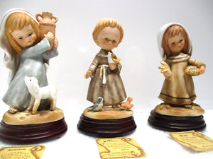 1980 Little Bible Friends Figurines Enesco Ruth,  Rebekah, St. Francis