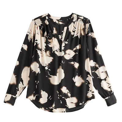 New Simply Vera Vera Wang Black Blouse Shirt Popover Top Size XS NWT