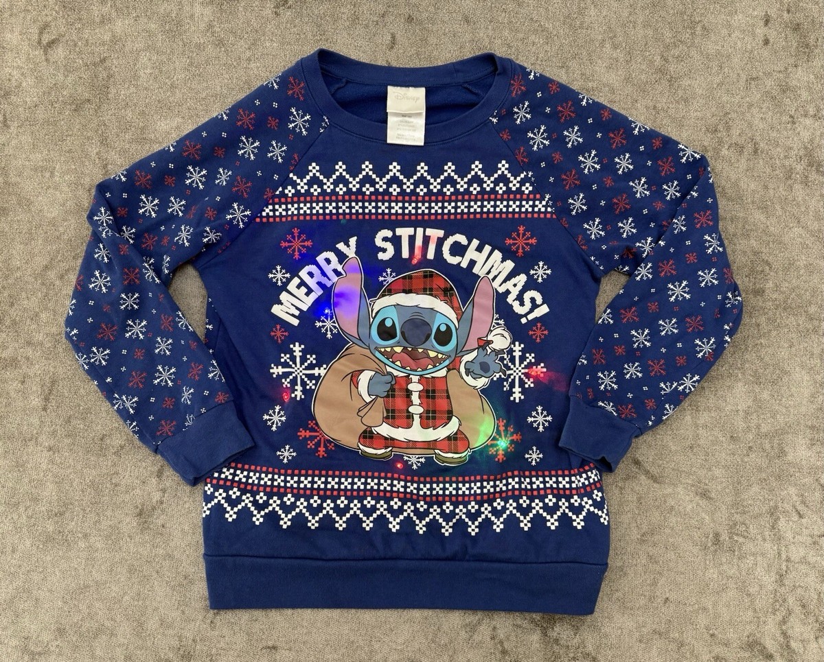Disney Lilo Stitch Christmas Sweater Merry Stitchmas Light-Up