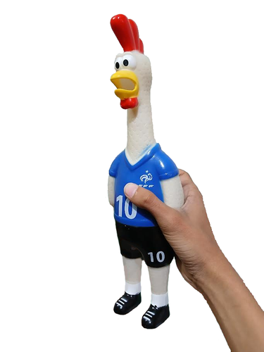 Set of 4 Unique Rubber Chicken Toys - Squeaky fun screaming 12.5" - Soccer Style - Picture 2 of 5
