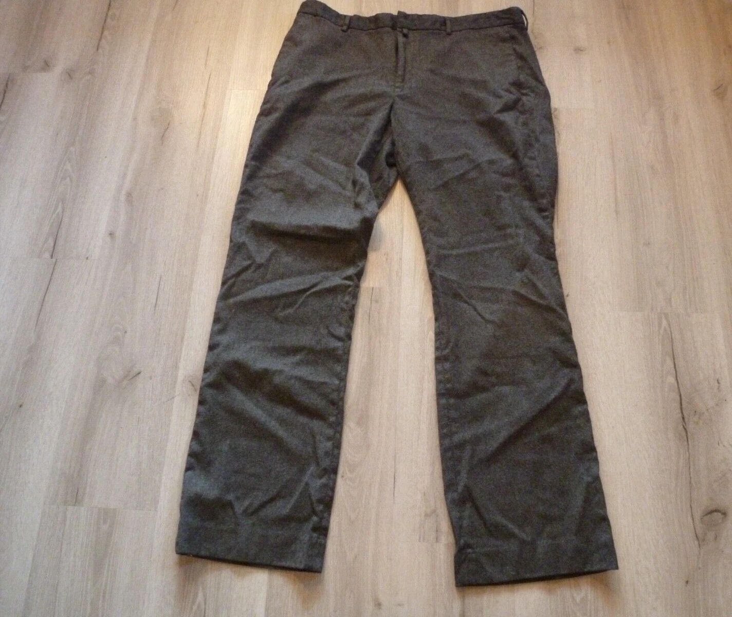 DKNY Wool Cashmere Dress Pants Mens 38x33 Flat Front Trousers Gray Office