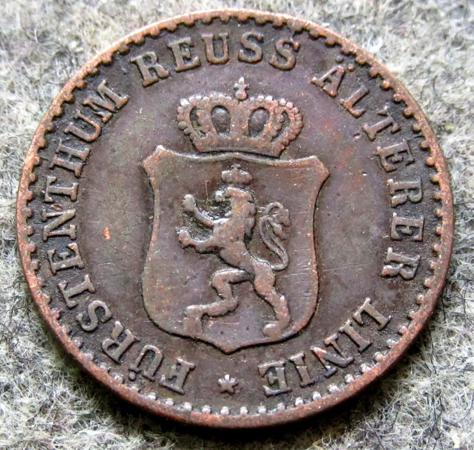 Reuss Greiz Principality - German States 1864 A 1 PFENNIG Copper one year type - Image 2 of 4