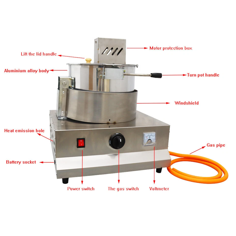 Máquina comercial para hacer palomitas de maíz de acero inoxidable olla de maíz calentada a gas Foto 2 de 4