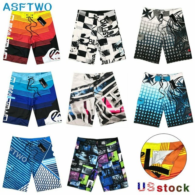 New HURLEY big logo name board shorts swim black gray stripe sz 30 or 38